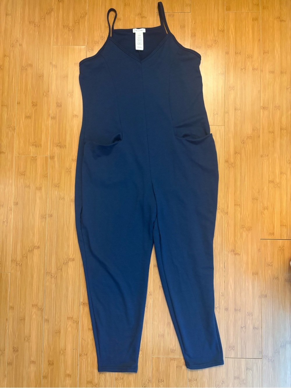 Women's Navy V-Neck Sleeveless Jumpsuit with Pockets